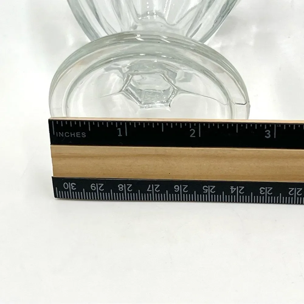 Two Vintage Clear Pressed Glass Short Footed Sundae Parfait Glasses Set of 2‎